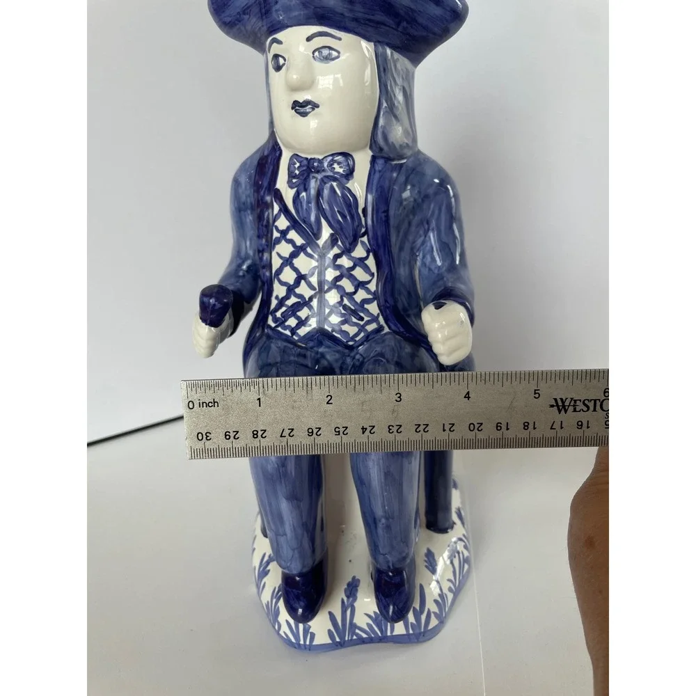 Antique Dutch Delft Blue White‎ Toby Jug Pitcher Figural Seated Man 18th C Style
